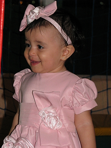 Giovanna e vestido moda festa marrom e rosa 1 ano bailarina