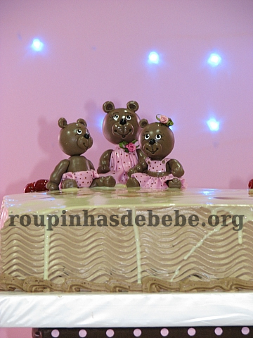 festa marrom e rosa urso de chocolate