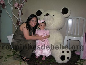 festa marrom e rosa urso mãe e Giovanna