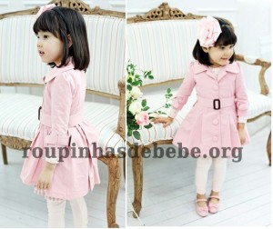 moda inverno infantil casaco rosa importado