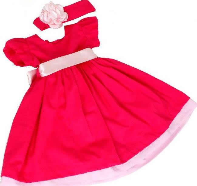 vestido de bebe vermelho com faixa