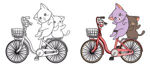 Bicicleta para colorir com gatinhos