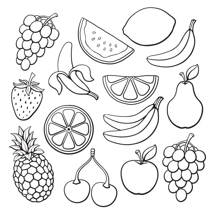 Desenho de frutas para colorir - Blog Roupinhas Tec-Bebe