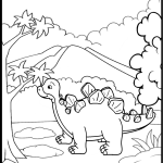 Dinossauro na floresta para pintar