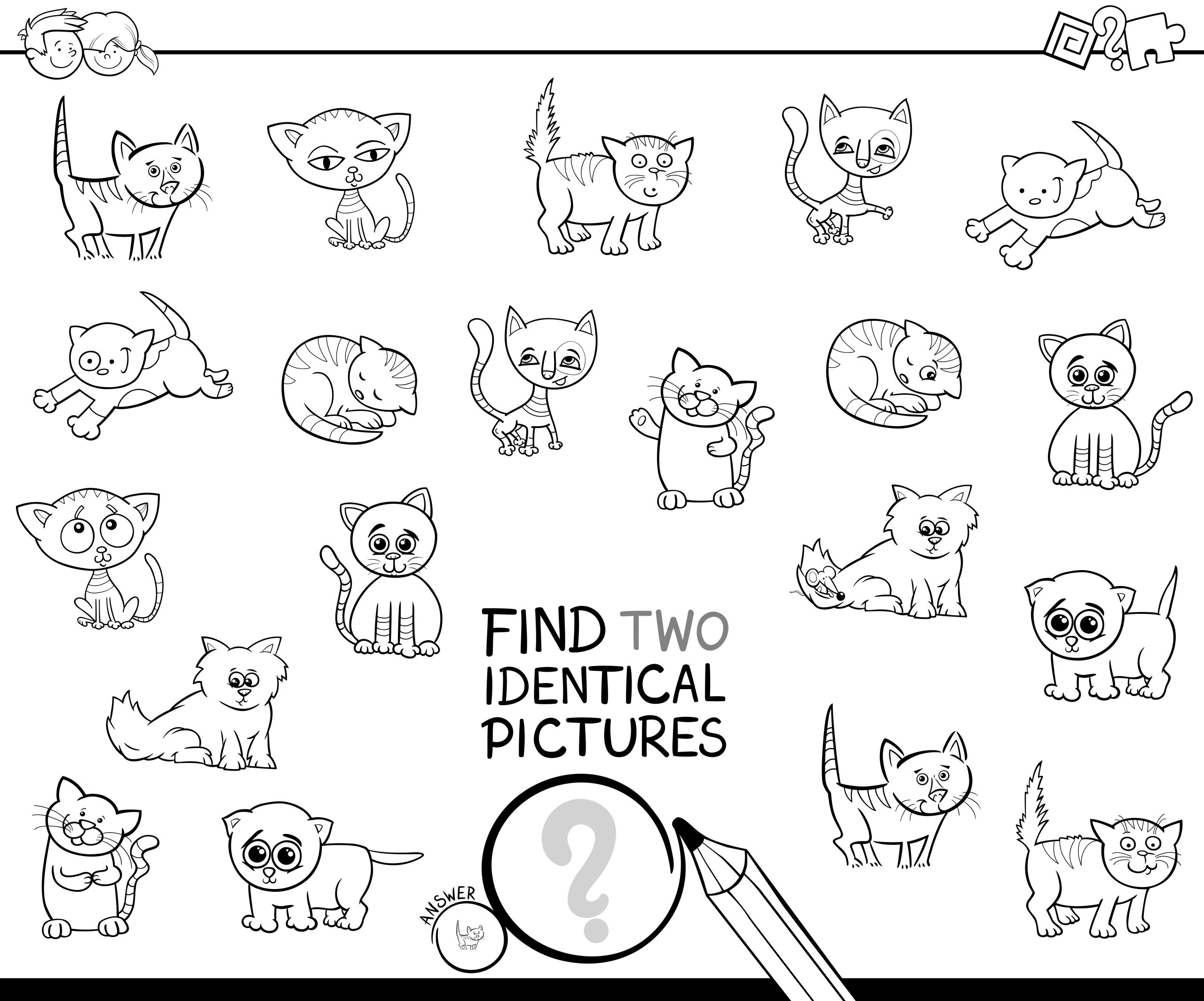 Encontre os pares de gatos iguais