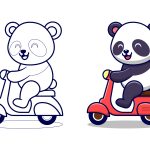 Panda andando de moto
