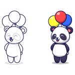 Panda com balões