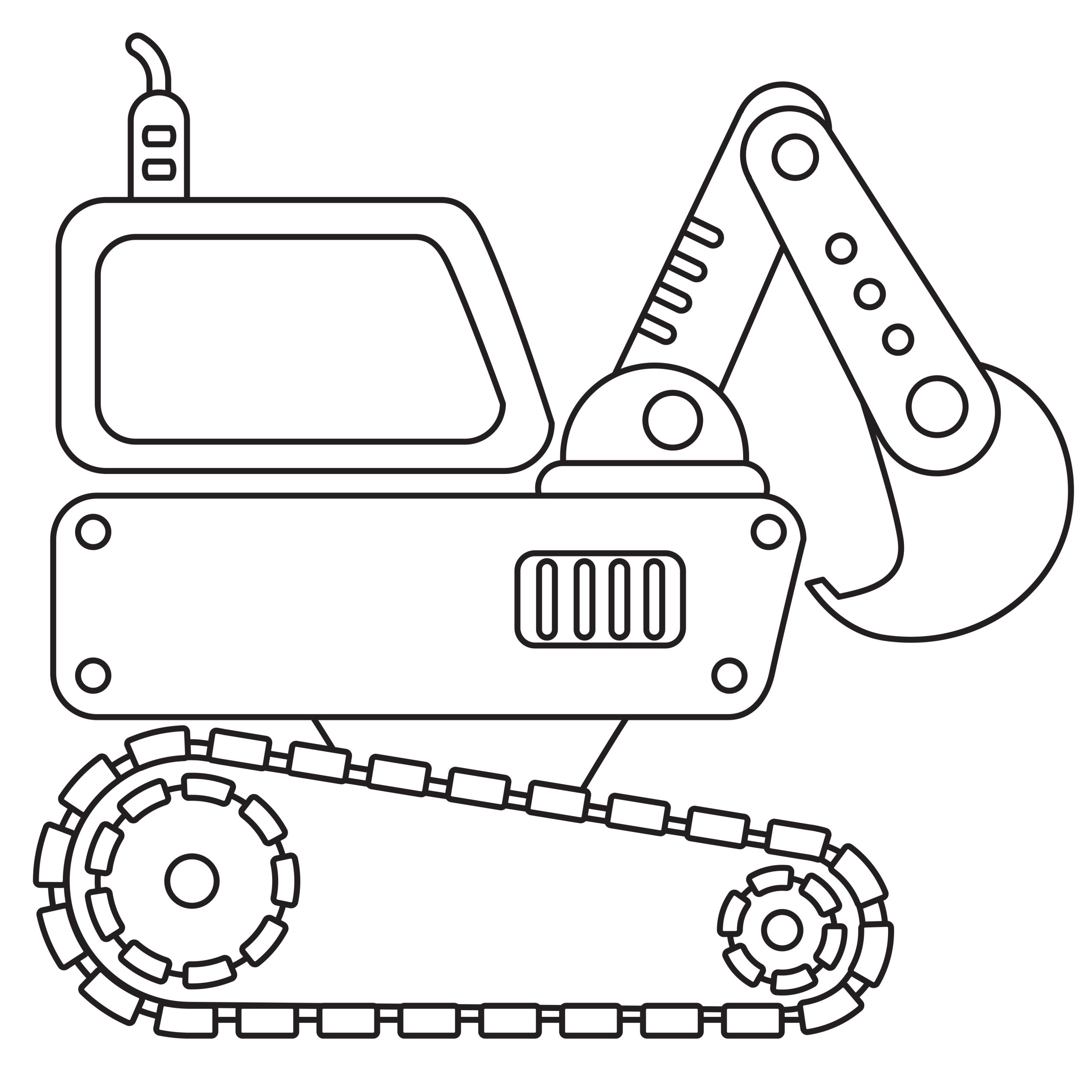 curious picture gallery: Desenho de trator, retroescavadeira e escavadeira  para colorir!