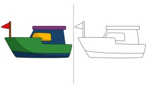 Barco para imprimir e colorir