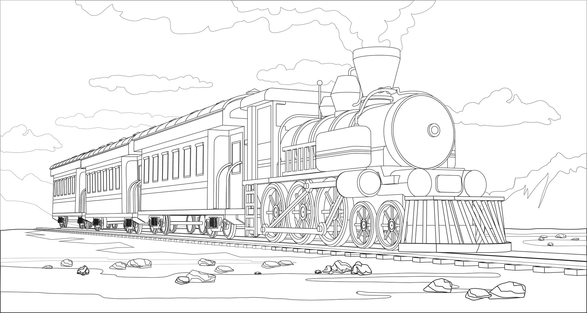 Grande trem para colorir