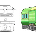 Trem verde para colorir