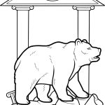 Urso no monumento para colorir